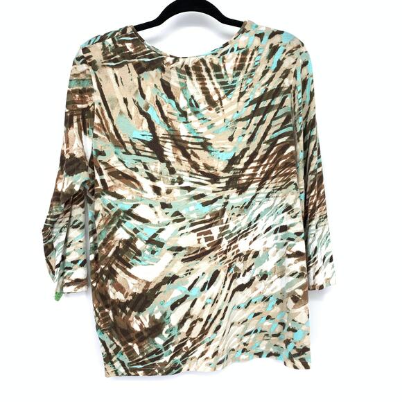 Chico's Women's Abstract Zebra Brushstroke Tunic Top Size 3 (L/XL) Brown Teal - Picture 2 of 5